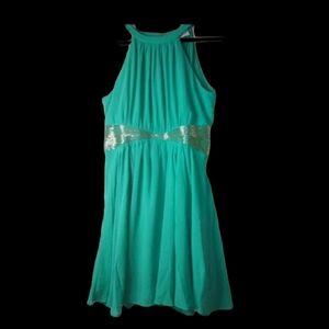 YUNI APPAREL green sleeveless beaded waist dress